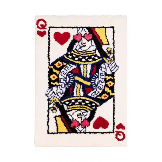 Poker Hearts Faux Cashmere Carpet Thickened Non-Slip Living Room Bedroom Bedside Floor Mat