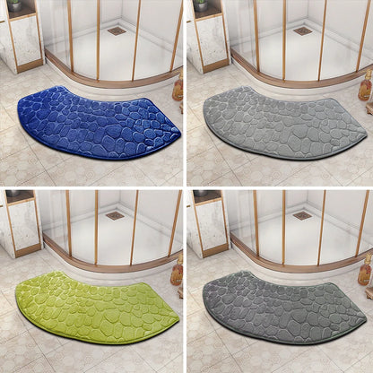 3D Cobblestone Velvet Bath Mat Non-Slip Absorbent Quick-Dry Washable Bathroom Door Rug