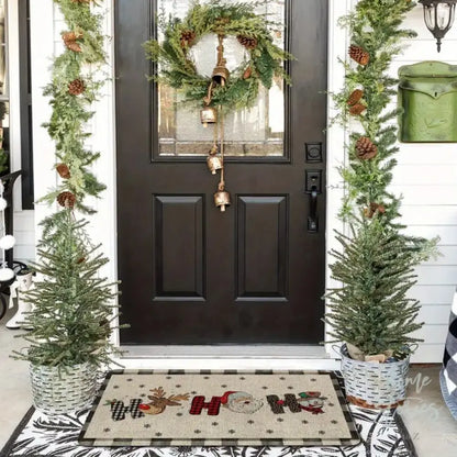 VIKAMA Christmas Happy Santa Reindeer Welcome Doormat