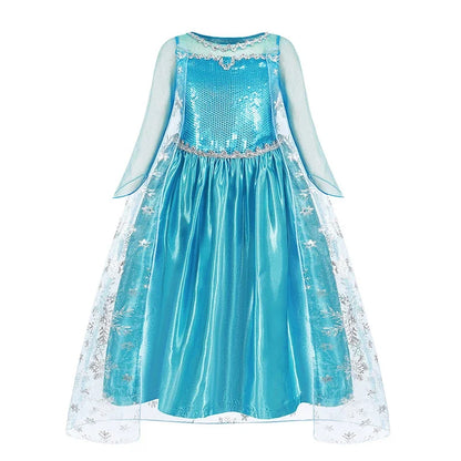Disney Frozen Elsa Anna Mesh Ball Gown Costume Dress For Girls