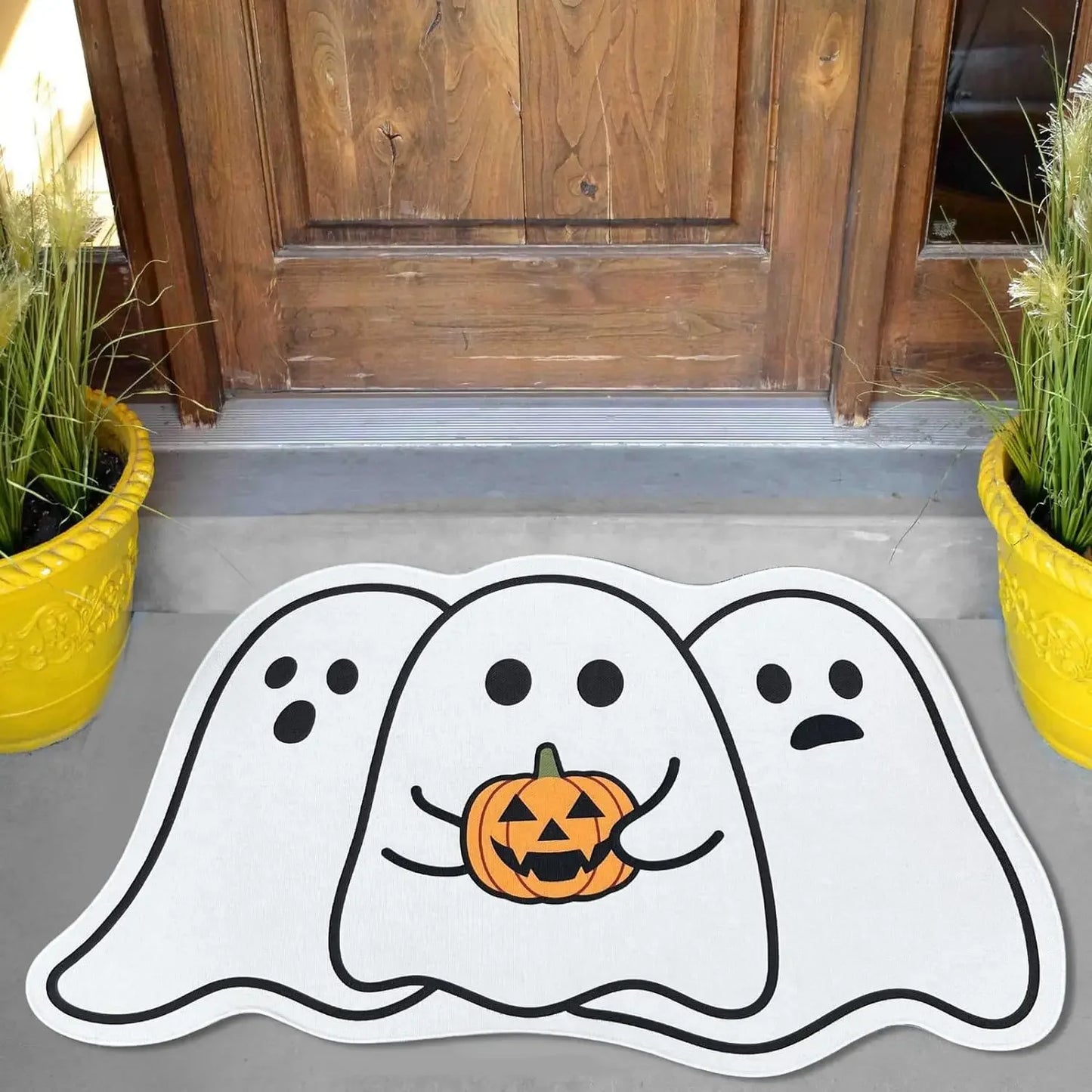 VIKAMA Halloween Spider Web Rug Ghost Gothic Non-Slip Washable Entry Carpet Home Decor