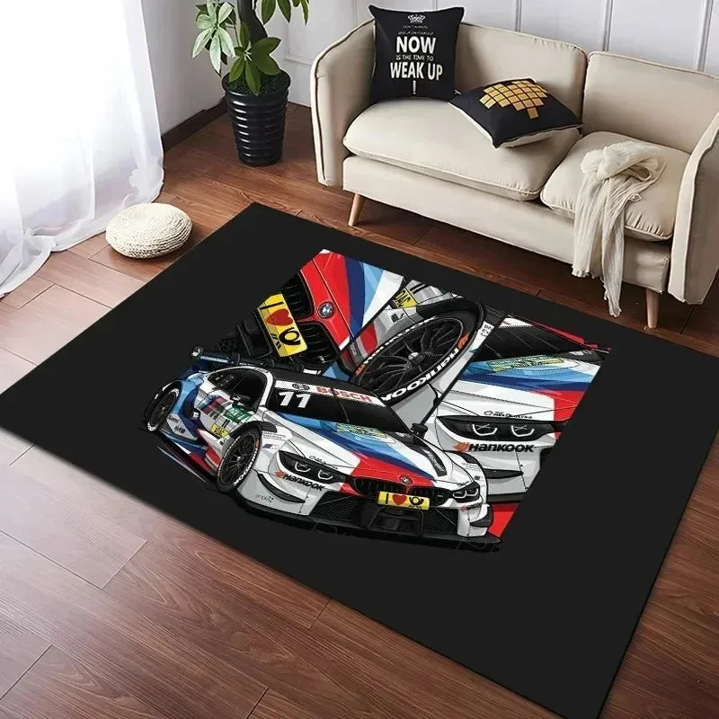 Racing Car Pattern Washable Area Rug