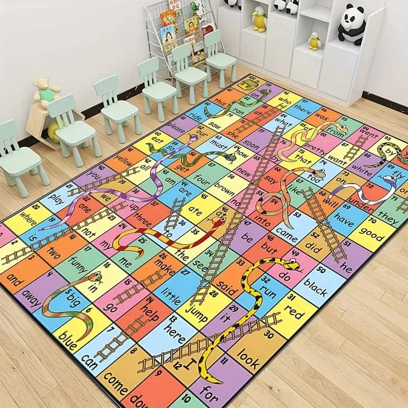 Snakes and Ladders Game Pattern Area Rug