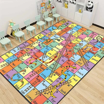 Snakes and Ladders Game Pattern Area Rug