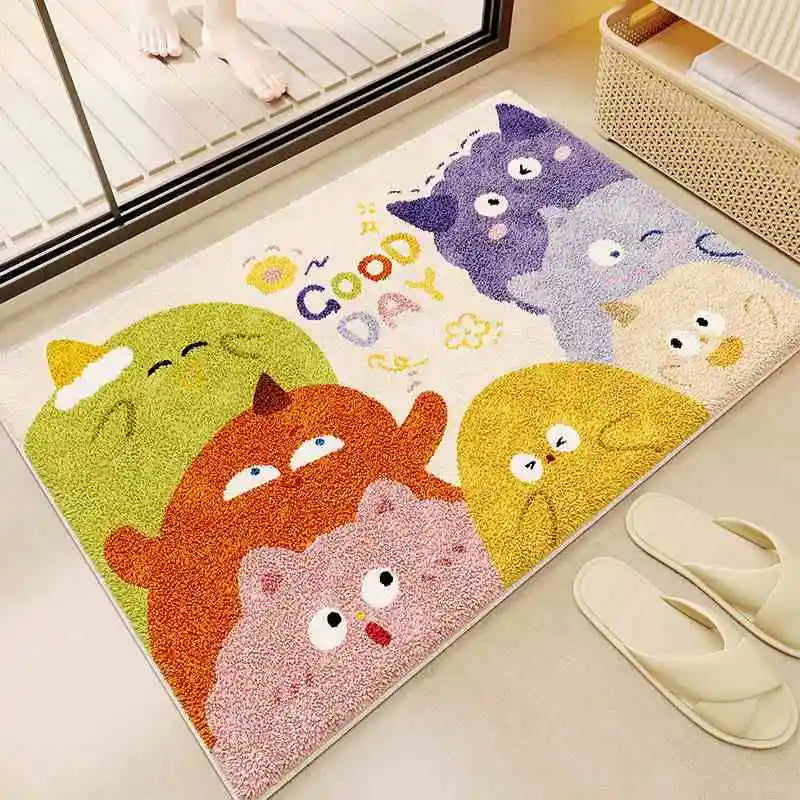 Cartoon Imitation Cashmere Bathroom Absorbent Dirt-Resistant Non-Slip Door Mat