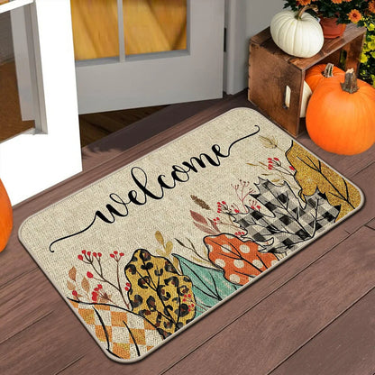 VIKAMA Halloween Autumn Door Mat Thanksgiving Welcome Non-Slip Indoor Outdoor Carpet