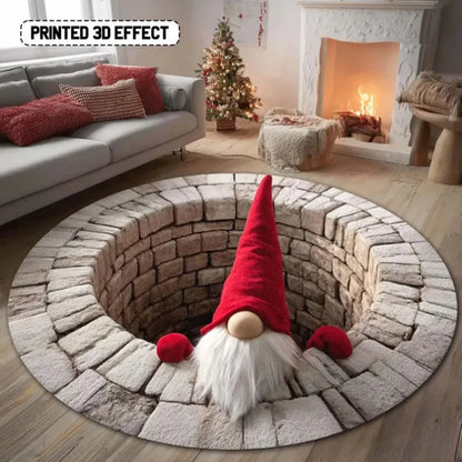 Gnome Christmas round Santa decorative door mat festive holiday rug