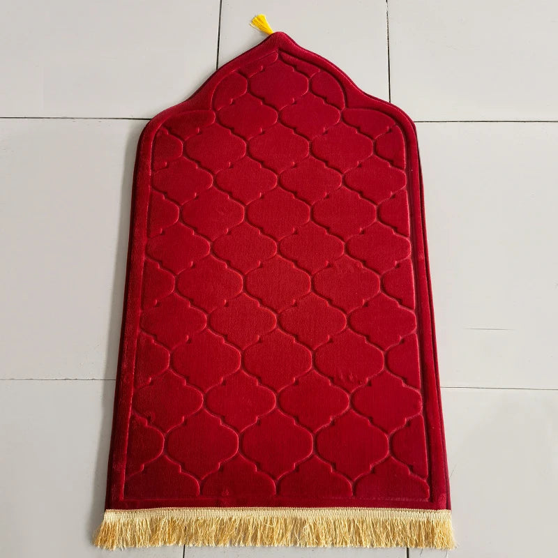 Flannel Prayer Mat Non-Slip Soft Portable Worship Rug Travel Ramadan Gift