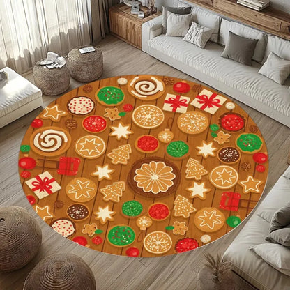 3D Christmas village snow town rug