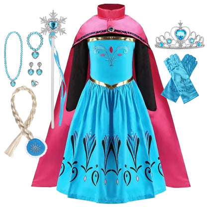 Disney Frozen Elsa Anna Princess Costume Dress For Girls