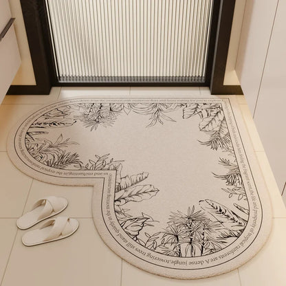 Heart-Shaped Bathroom Mat Diatom Mud Absorbent Non-Slip Toilet Door Entry Foot Rug Home Decor
