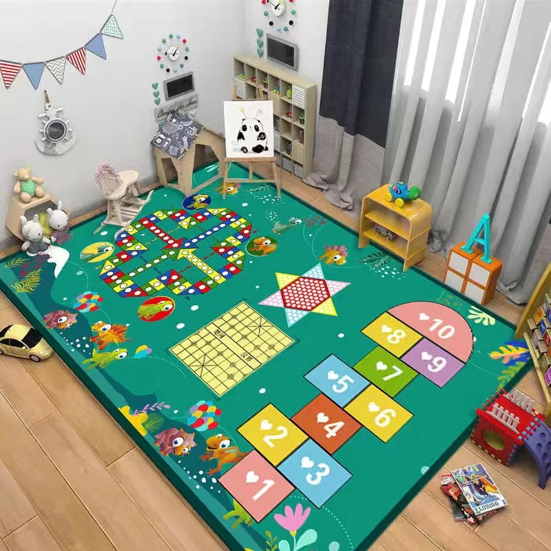 Kids Traffic Play Mat Road Map Rug Educational Non-Slip Carpet Preschool Playroom Zoo Animal Number Design Home Decor