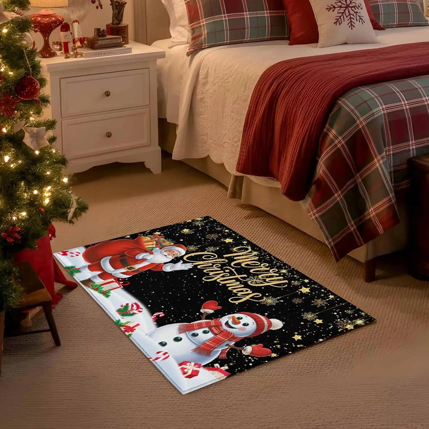 VIKAMA Merry Christmas Santa Claus Snowman Welcome Doormat