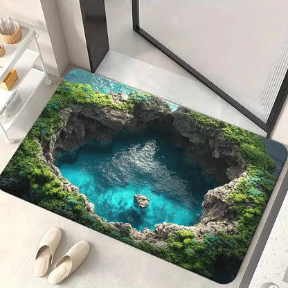 Cave Scenery Pattern Doormat Non-Slip Home Decor Rug Bedroom Living Room Kitchen Entrance Front Door Floor Mat