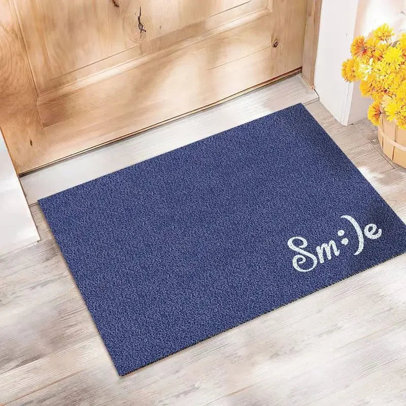 PVC Silk Ring Door Mat Non-Slip Dust Scraper Smiley Face Porch Floor Mat
