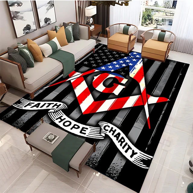 Freemasonry Symbol Non-Slip Area Rug