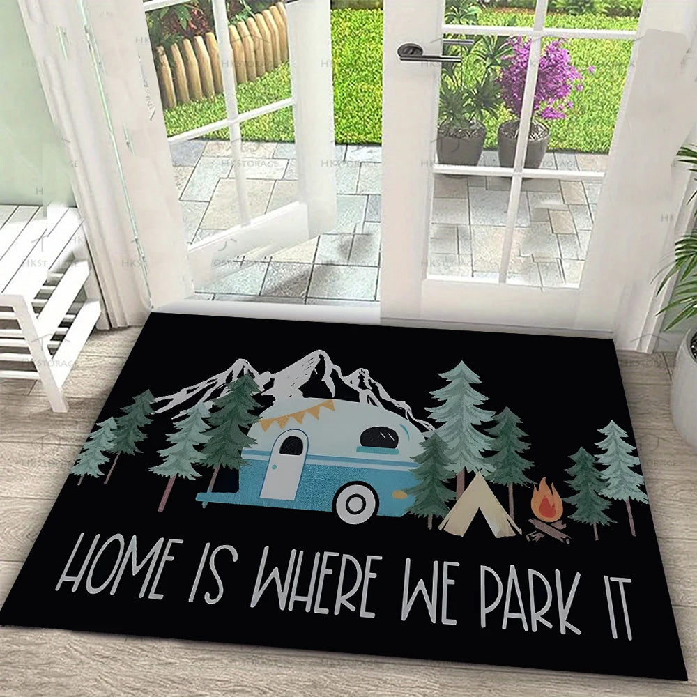 RV Camping Happy Campers Non-Slip Rug