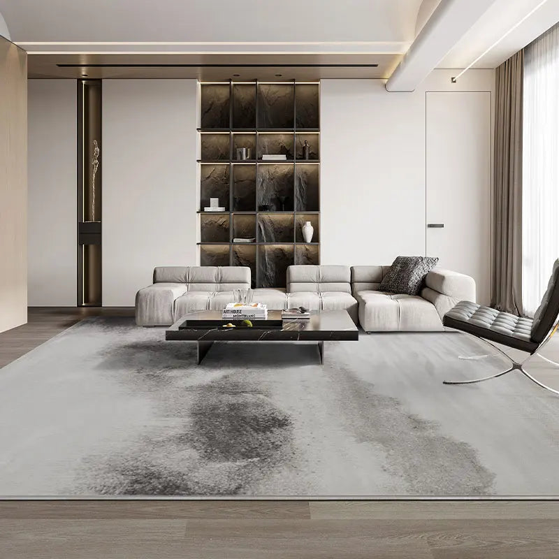 Modern Minimalist Grey Plush Washable Area Rug