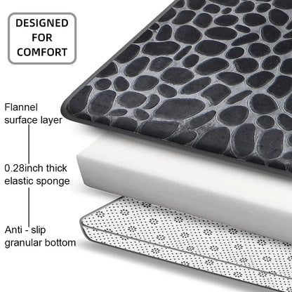 Cobblestone Embossed Memory Foam Bath Mat Non-Slip Absorbent Bathroom Rug Bathtub Side Shower Room Floor Carpet Home Decor