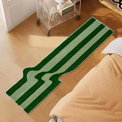 VIKAMA Dark Green Wave Rug Non-Slip Bedside Bedroom Living Room Nordic Floor Mat