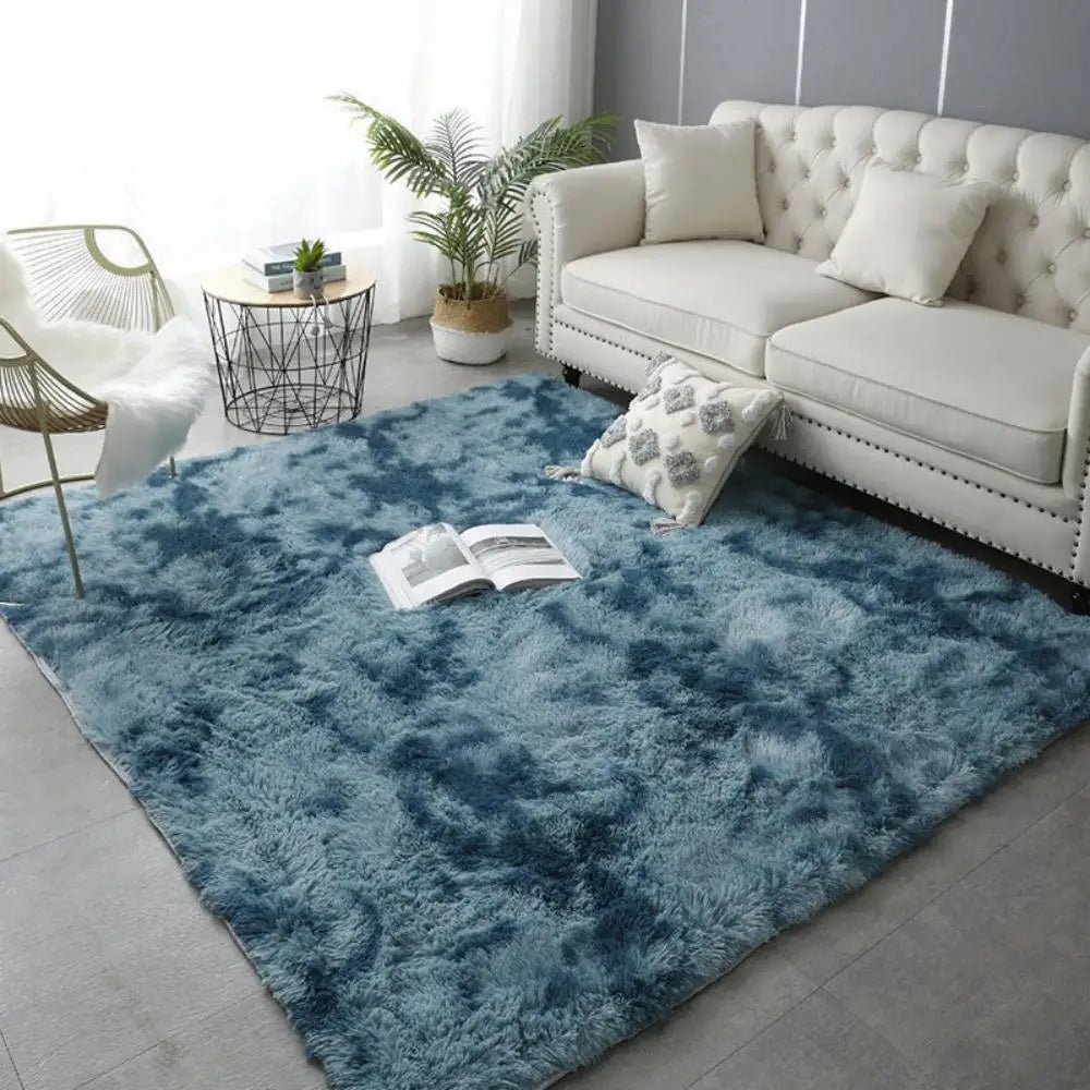 VIKAMA Tie-Dye Plush Carpet Soft Fluffy Non-Slip Kids Room Crawling Mat