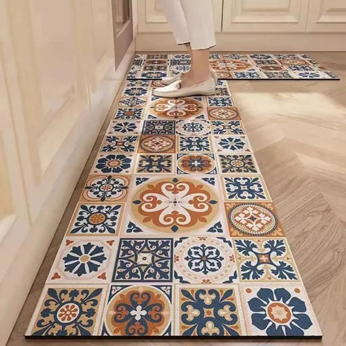 Crystal velvet kitchen anti-slip mat set