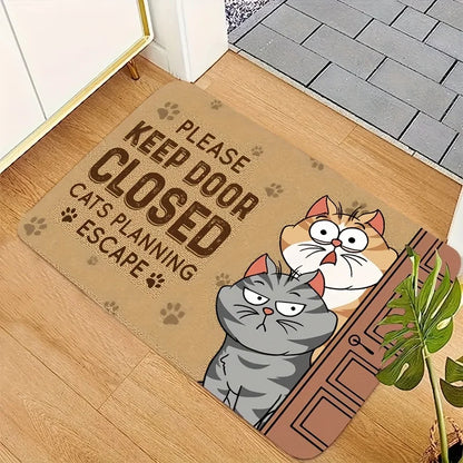 VIKAMA Cartoon Cute Cat Rug Washable Non-Slip Door Mat Bedroom Living Room Welcome Carpet Outdoor Floor Rug Home Decor