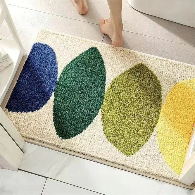 VIKAMA Floral Cashmere Rug Non-Slip Absorbent Bathroom Living Room Doormat Home Decor