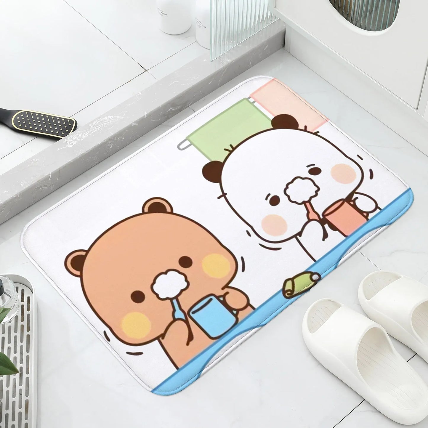 Bubu & Dudu Cartoon Welcome Mat Cute Non-Slip Entrance Rug Balcony Bathroom Bedroom Floor Carpet Home Decor