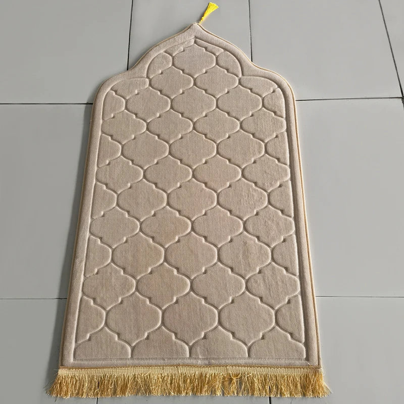 Flannel Prayer Mat Non-Slip Soft Portable Worship Rug Travel Ramadan Gift
