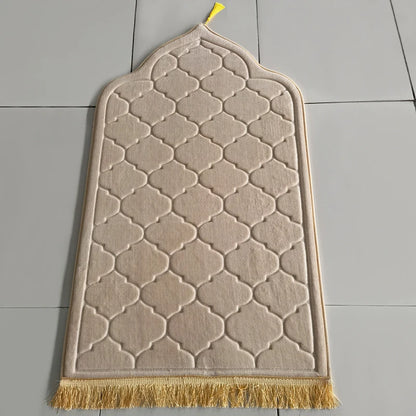 Flannel Prayer Mat Non-Slip Soft Portable Worship Rug Travel Ramadan Gift