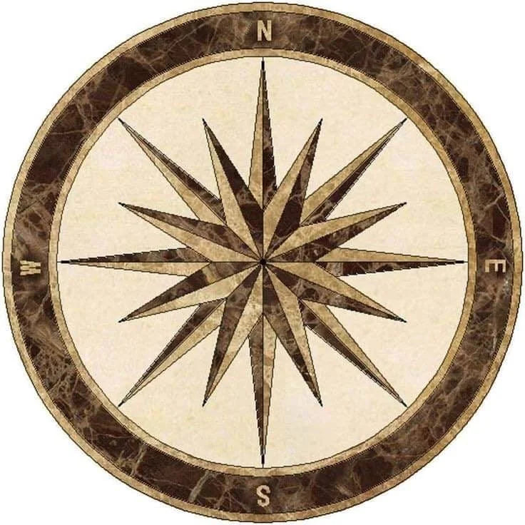 Compass Round Medallion Non-Slip Area Rug