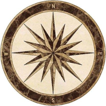 Compass Round Medallion Non-Slip Area Rug