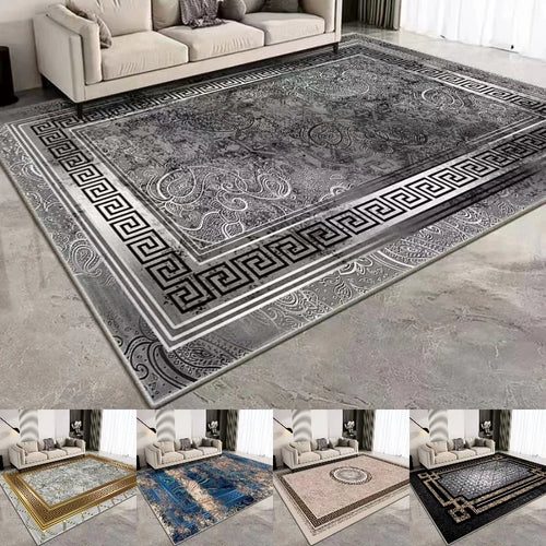 Luxury European Print Large Area Rug Non-Slip Wear-Resistant Carpet Living Room Bedroom Soft Floor Mat Home Decor