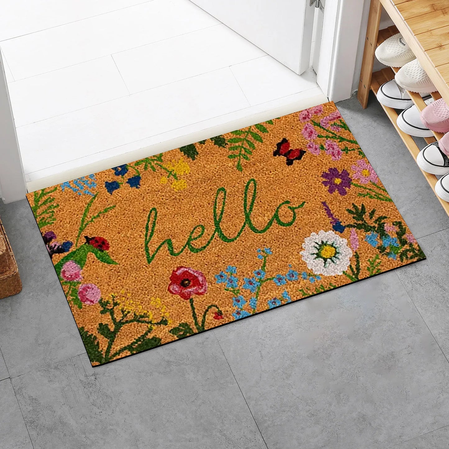 Thin Non-Slip Floor Rug Durable Welcome Doormat Machine Washable Outdoor Entrance Mat Home Decor