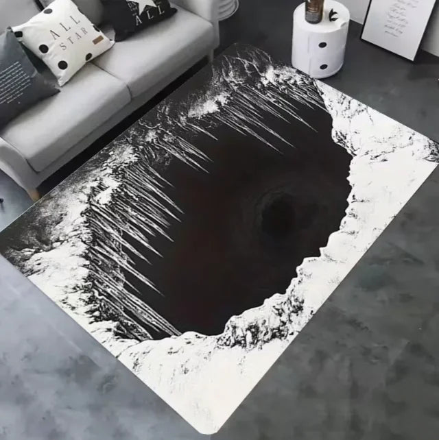 3D dark stone hole illusion floor mat