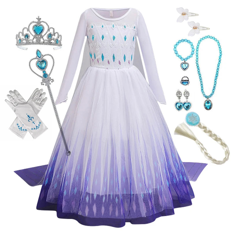 Disney Frozen 2 Elsa Princess Costume Dress For Girls