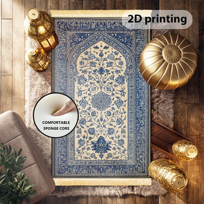 VIKAMA Fringed Islamic Prayer Soft Washable Prayer Rug