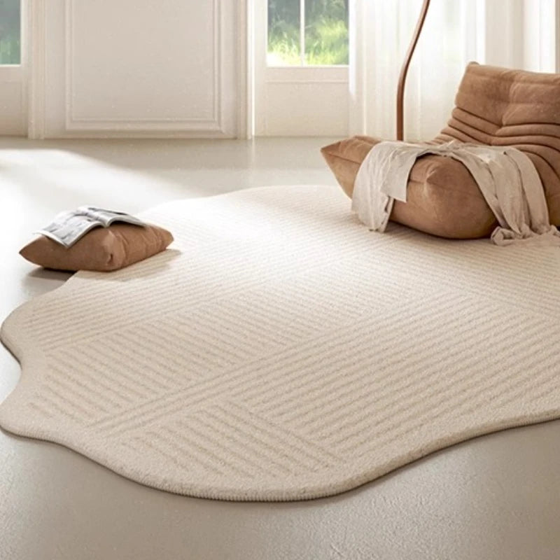 Cream Style Luxury Stripe Irregular Plush Area Rug