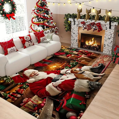 VIKAMA Santa Claus Christmas Area Rug