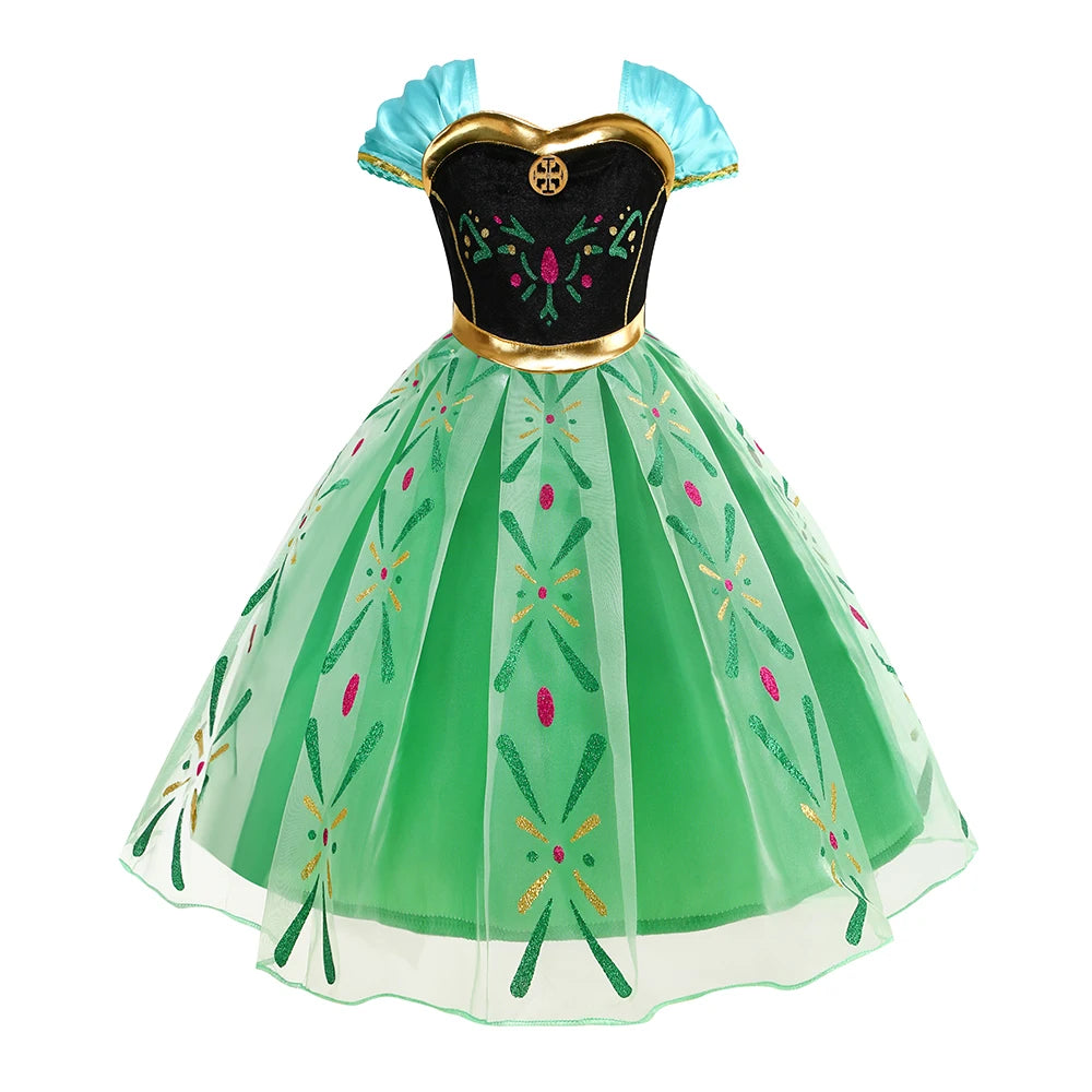 Disney Frozen Elsa Anna Princess Costume Dress For Girls