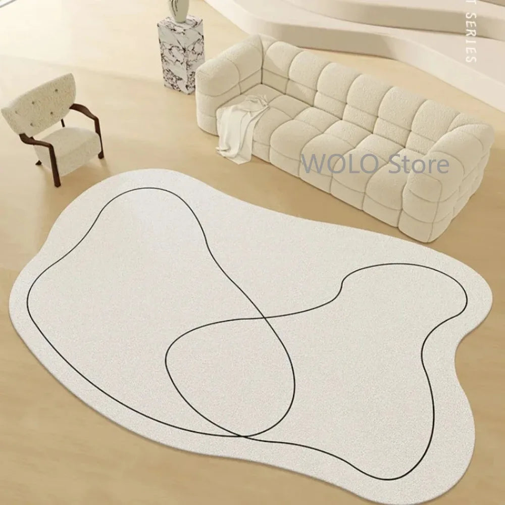 Cream Irregular Soft Fluffy Area Rug