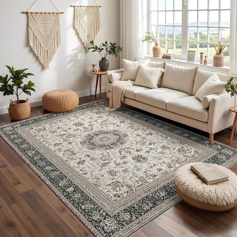 Retro washable anti-slip soft area rug