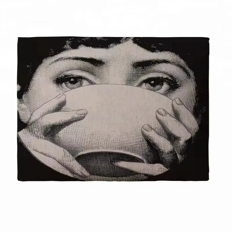 Linen Square Black White Art Placemat Set
