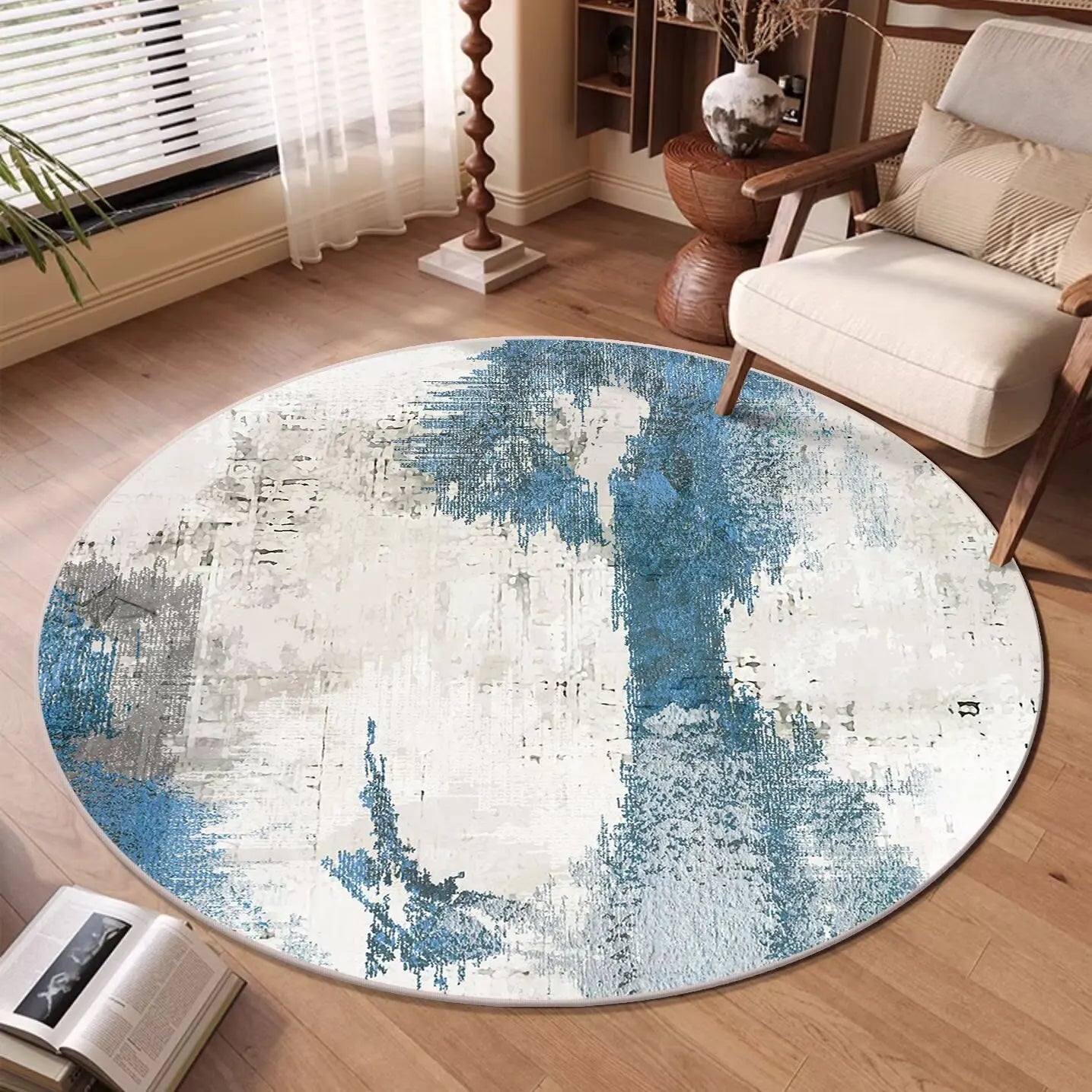 Modern Abstract Round Soft Washable Area Rug