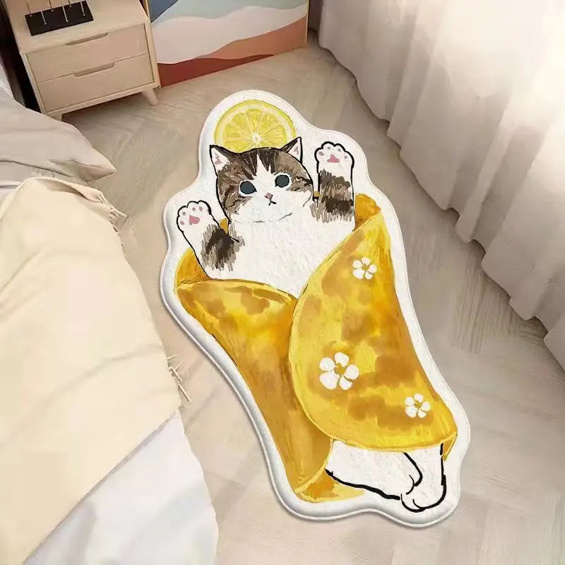 Faux Cashmere Cartoon Pet Rug Non-Slip Washable Bedroom Mat
