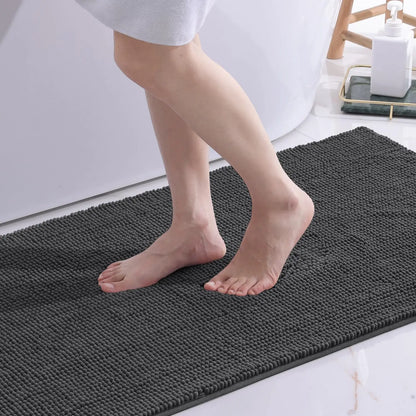 Olanly Chenille Bath Mat Super Soft Non-Slip Absorbent Bathroom Rug