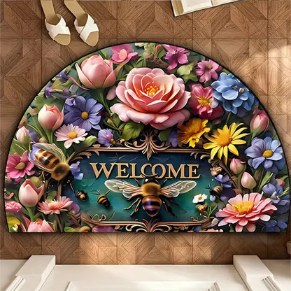 VIKAMA Floral Semi-Circle Door Mat