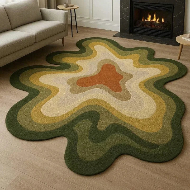 Dopamine Color Abstract Irregular Plush Area Rug