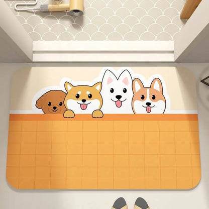 Cute cat quick-dry non-slip mat